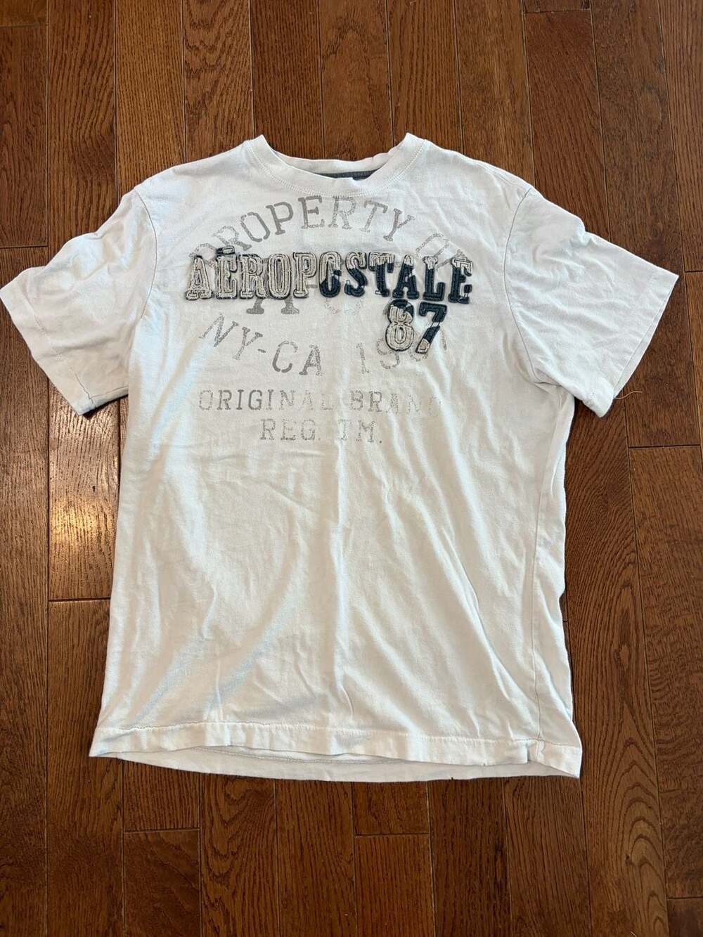 Aeropostale Property Aeropostale NY-CA 1987 Graphic T-Shirt White Medium